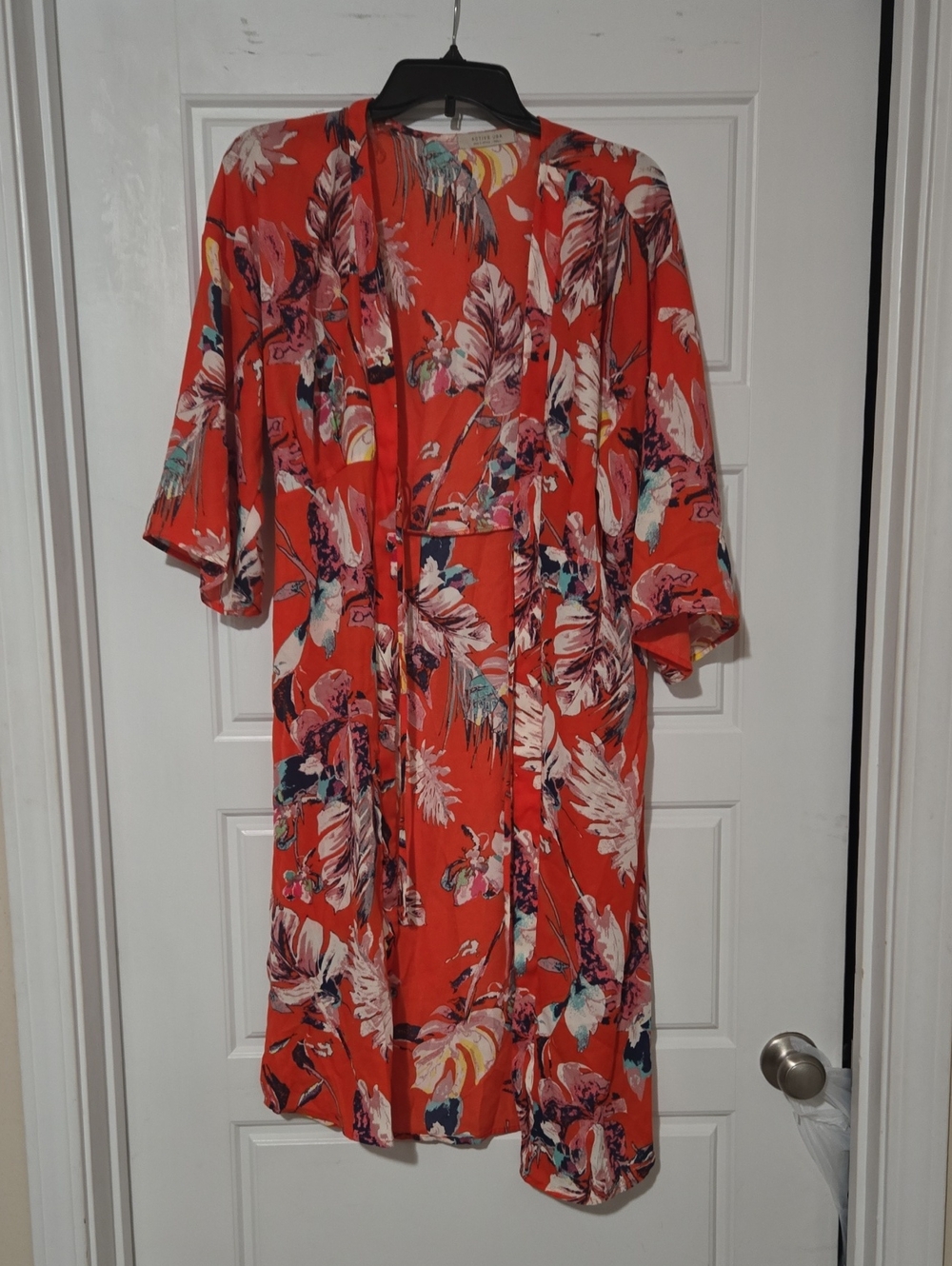 Active USA Coral Floral Wrap Midi Bathing Suit Cover Up